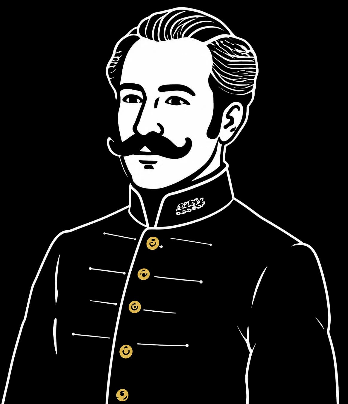 Franz - Illustration eines Hofverwalters mit Schnurrbart und Uniform